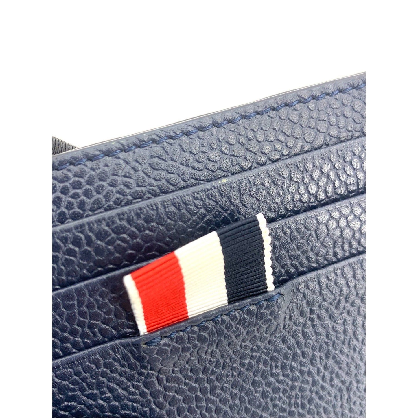 Thom Browne Luxury Leather Card Holder With Signature Stripe Design