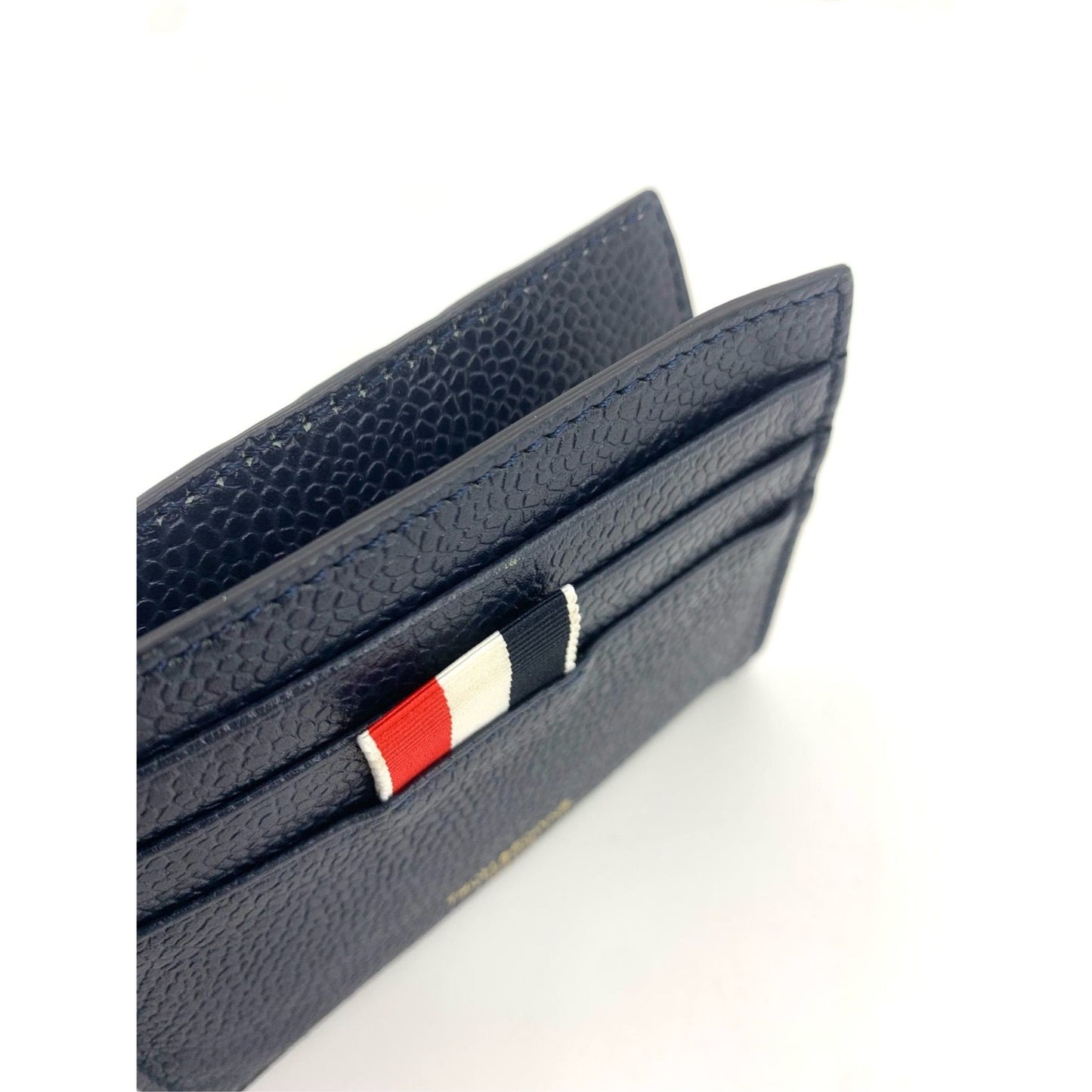 Thom Browne Luxury Leather Card Holder With Signature Stripe Design