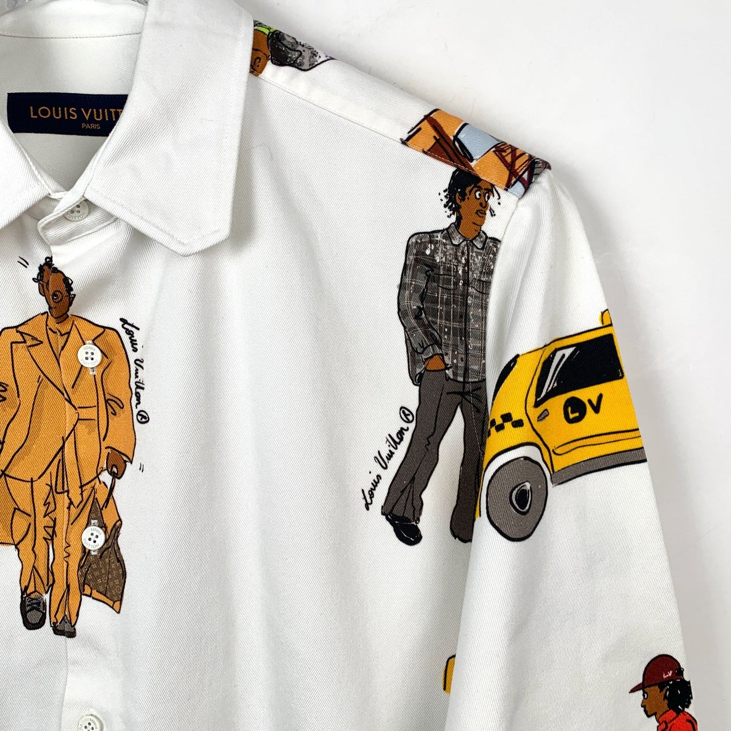 Louis Vuitton New Walkers Series White Comic Character Print Cotton Shirt Jacket (Size S)