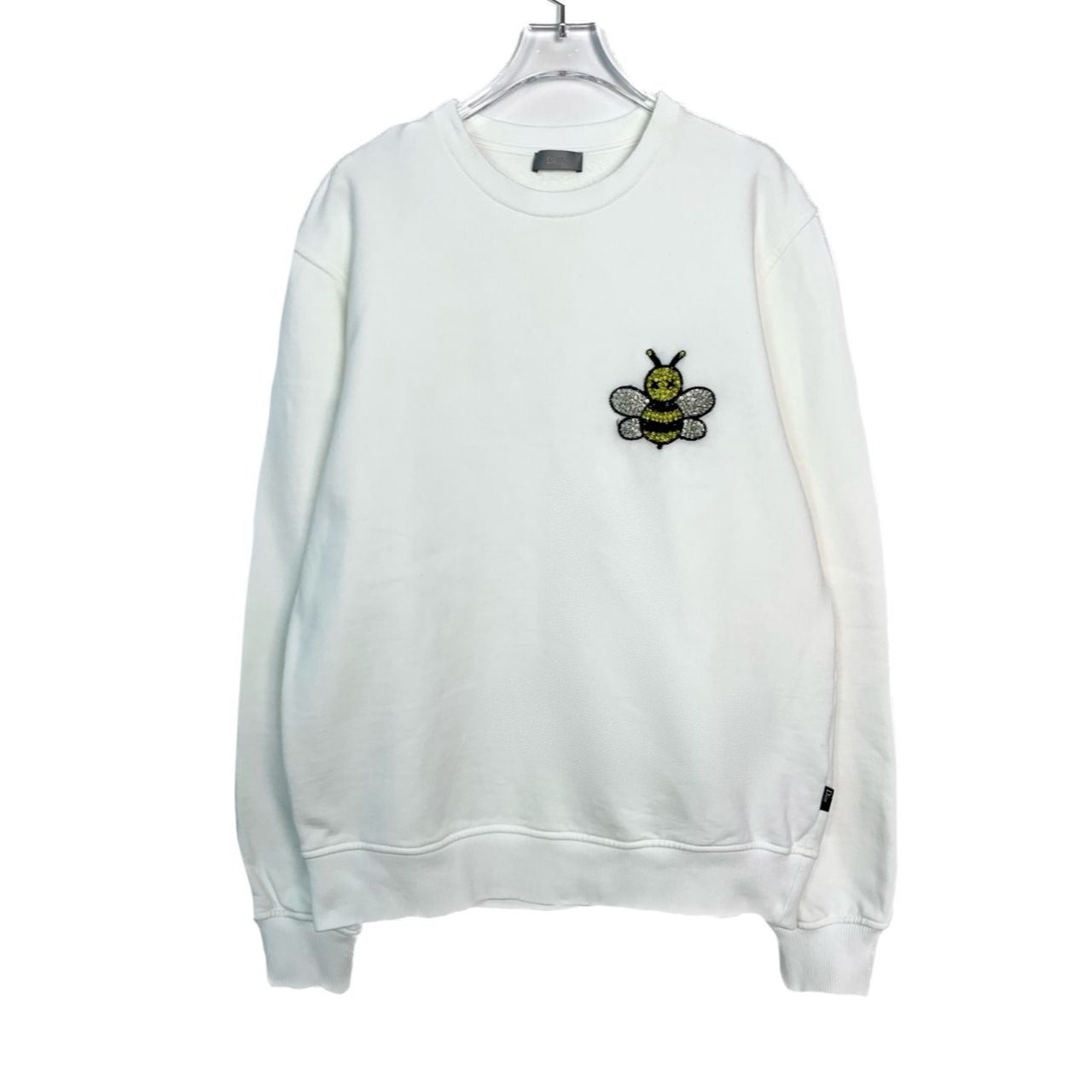 Dior White Bee Embroidered Sweatshirt M Size 100% Cotton Long Sleeve Made In Italy