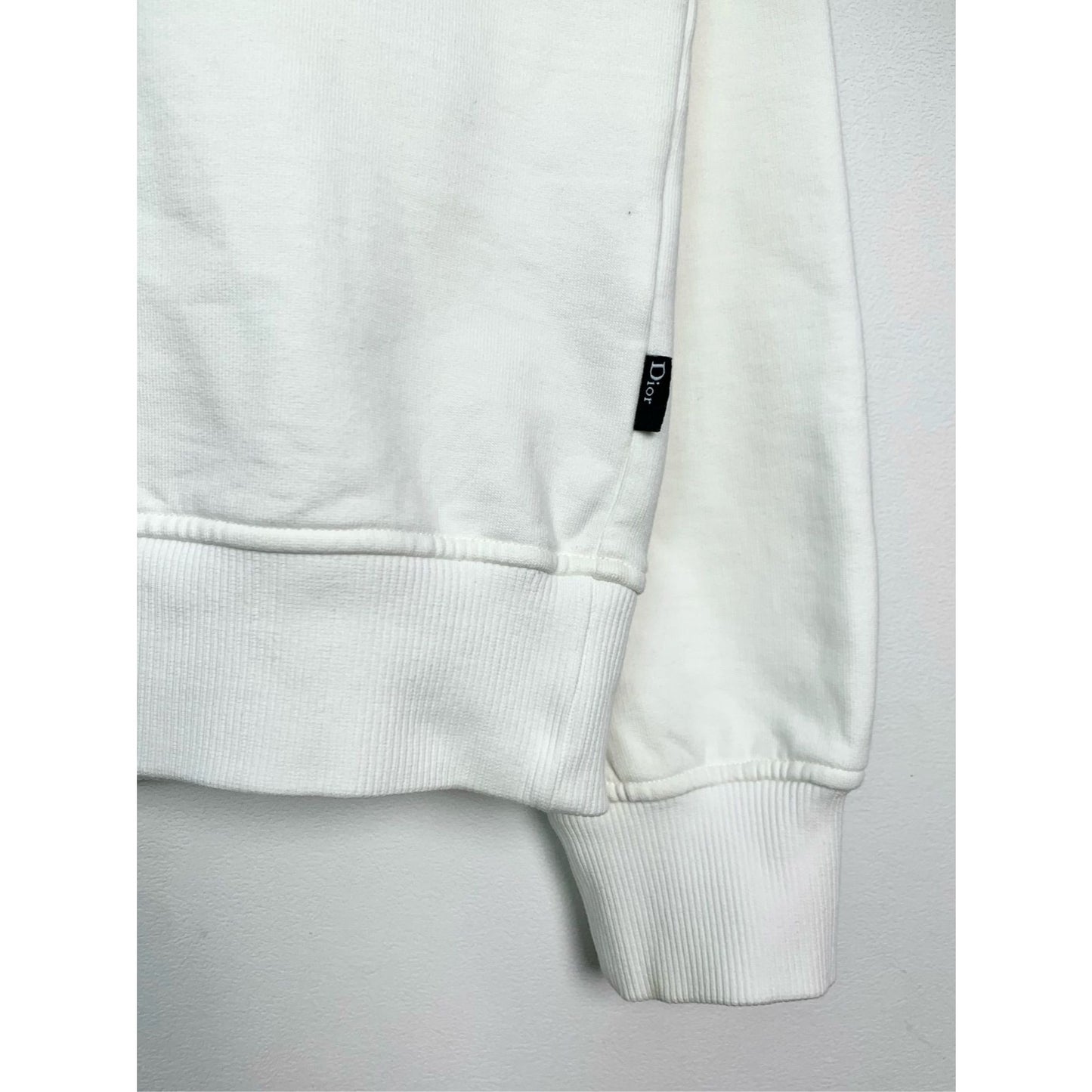 Dior White Bee Embroidered Sweatshirt M Size 100% Cotton Long Sleeve Made In Italy