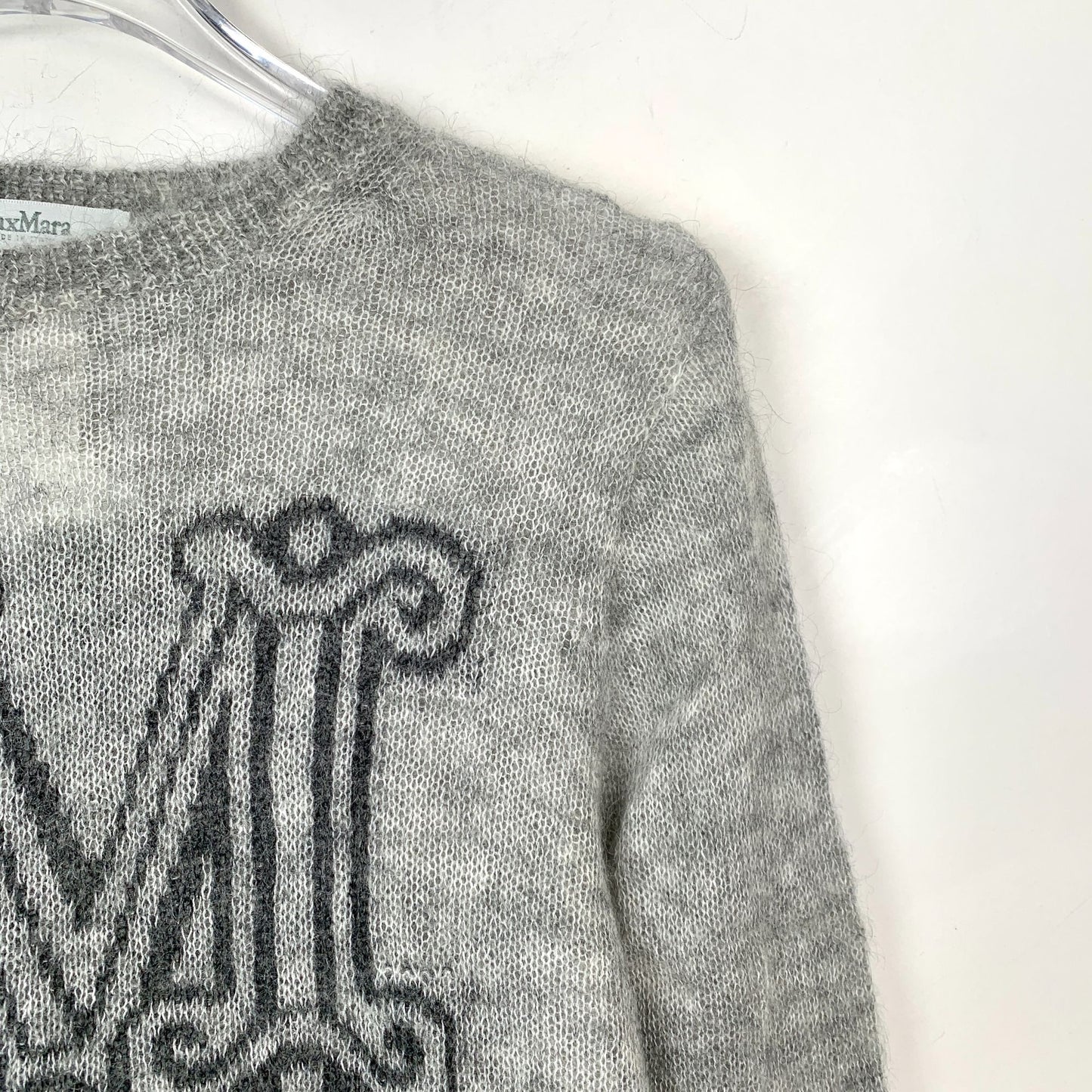 Max Mara Mohair Blend Sweater With M Letter Inset Crew-Neck XS