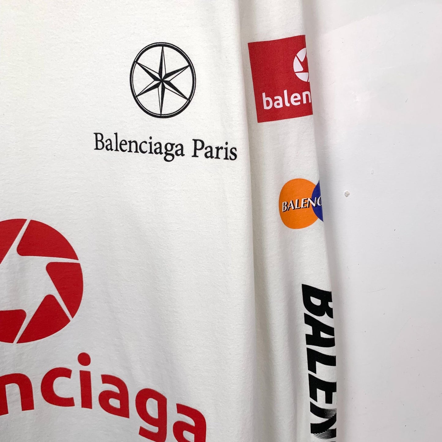 Balenciaga 2023 White Logo Print Cotton Long Sleeve Sweatshirt (Size L)