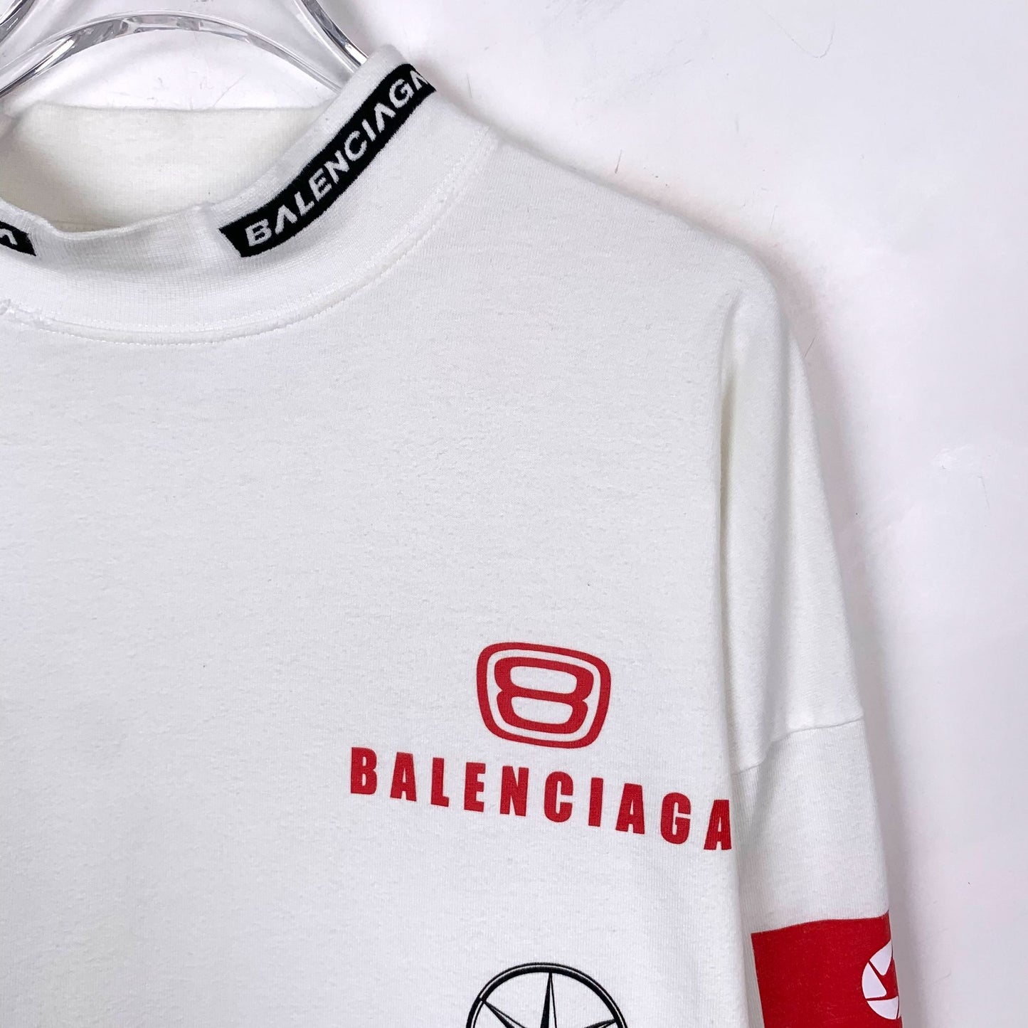 Balenciaga 2023 White Logo Print Cotton Long Sleeve Sweatshirt (Size L)