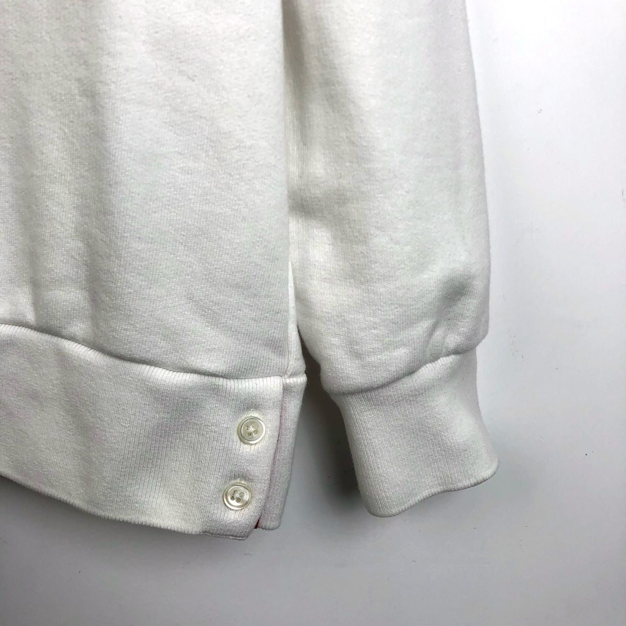 Thom Browne White Crew Neck Knit Hoodie With Back Striped Detail Size L Made In Italy