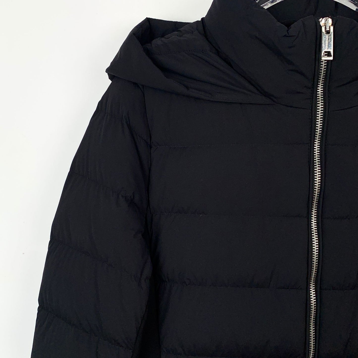 Burberry Black Hooded Zipper Long Down Jacket S