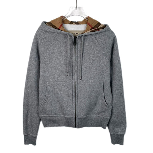 Burberry Grey Cotton Zip-Up Hoodie (Size XS)