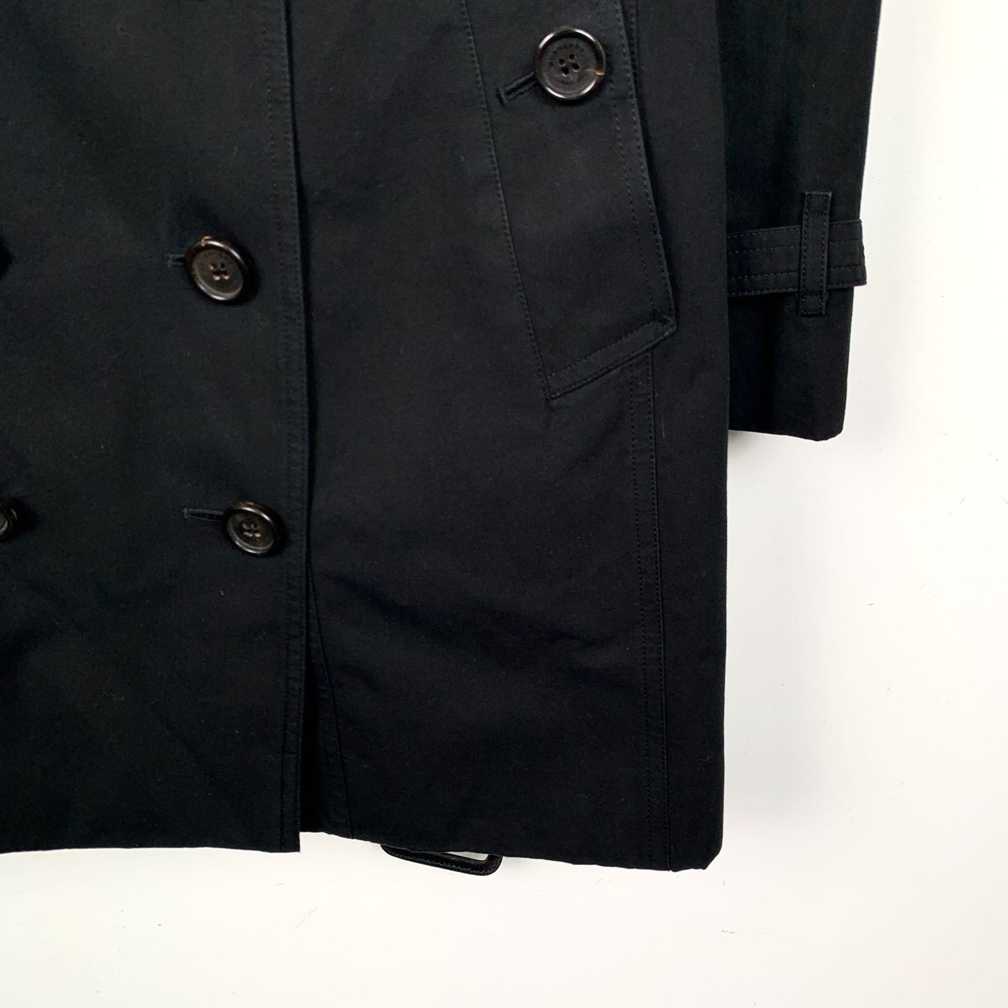 Burberry The Sandringham Black Trench Coat Medium Cotton Double Breasted Belted