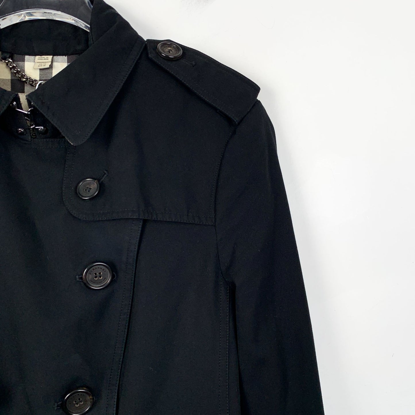 Burberry The Sandringham Black Trench Coat Medium Cotton Double Breasted Belted