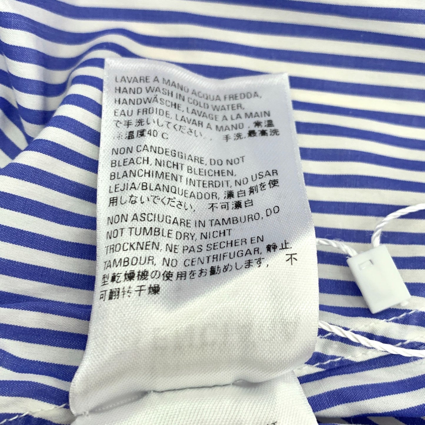 Balenciaga Blue Striped Logo Print Long Sleeve Shirt (Size 34/XXS)