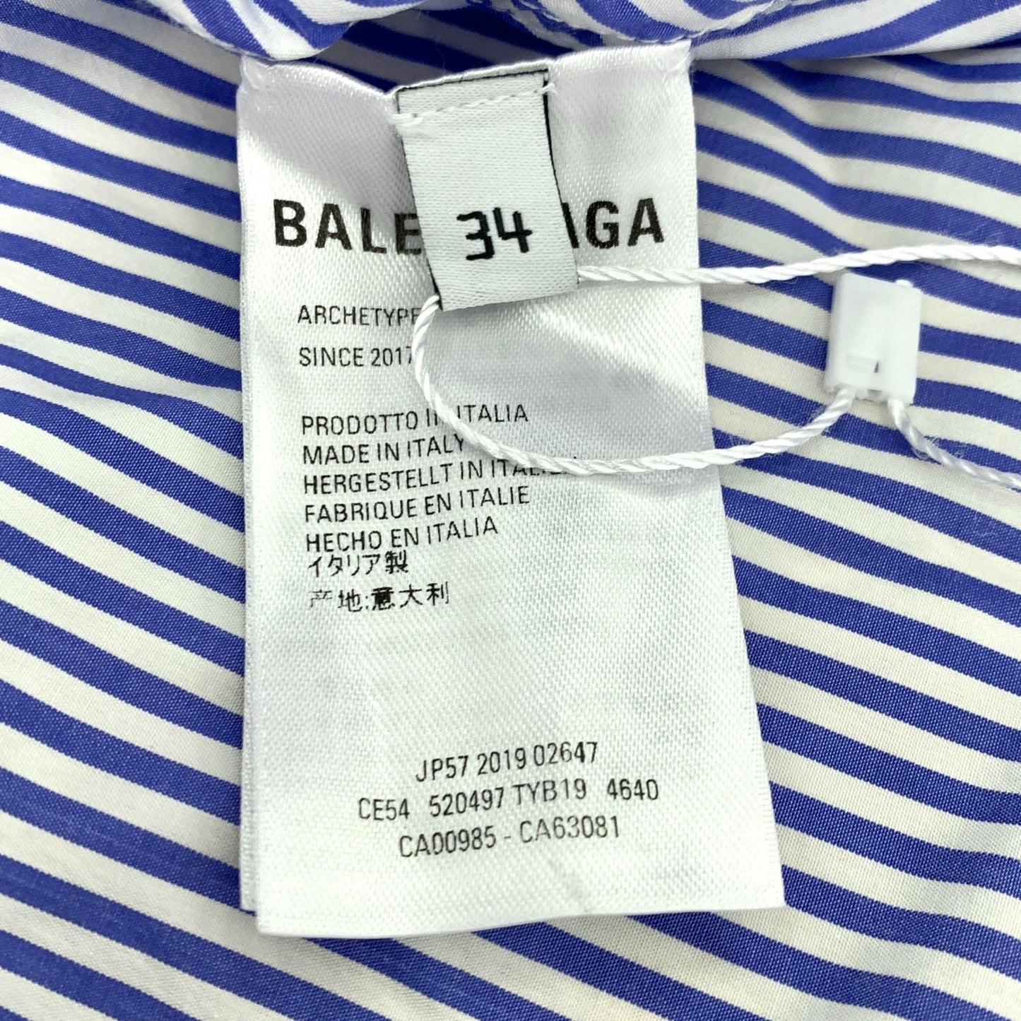 Balenciaga Blue Striped Logo Print Long Sleeve Shirt (Size 34/XXS)