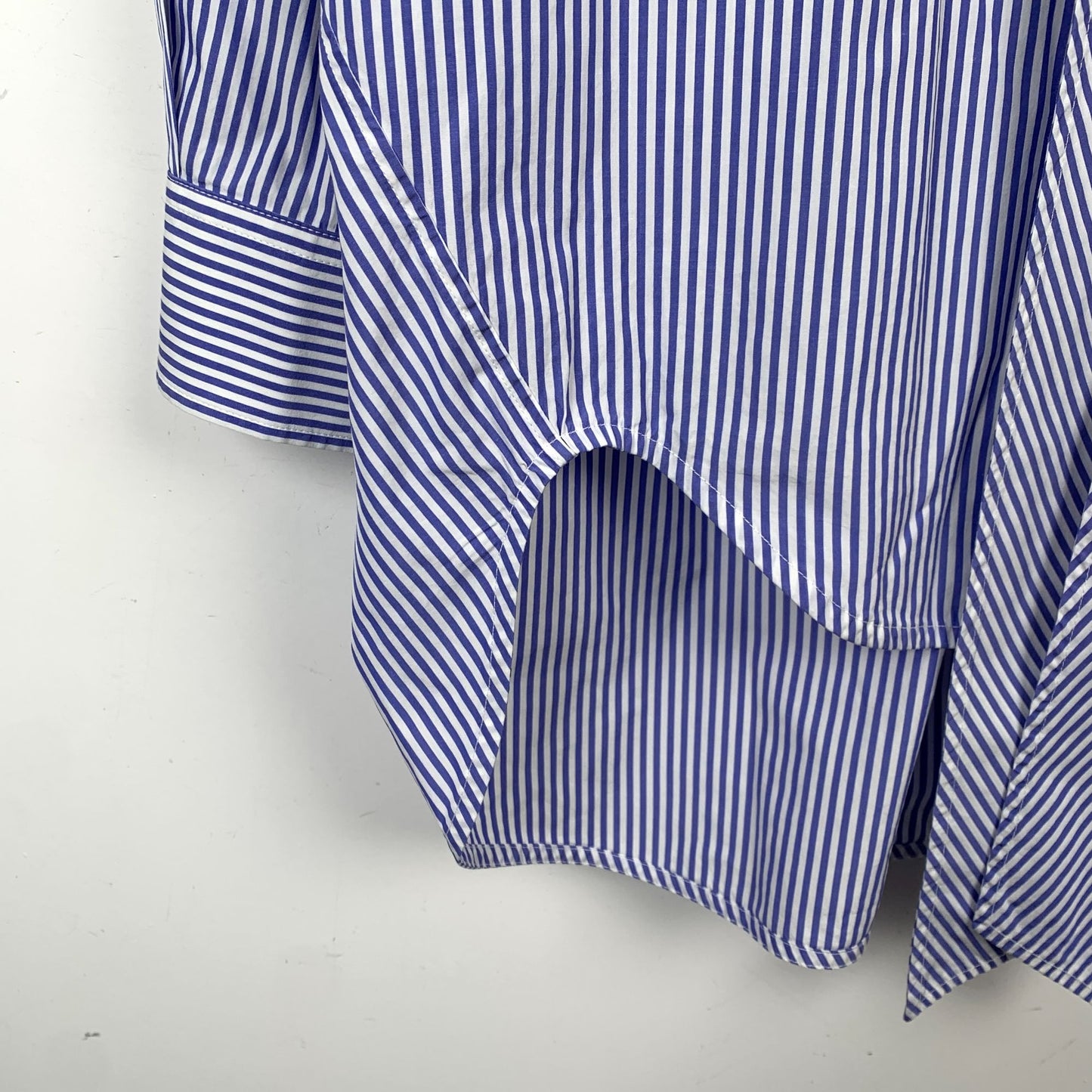 Balenciaga Blue Striped Logo Print Long Sleeve Shirt (Size 34/XXS)