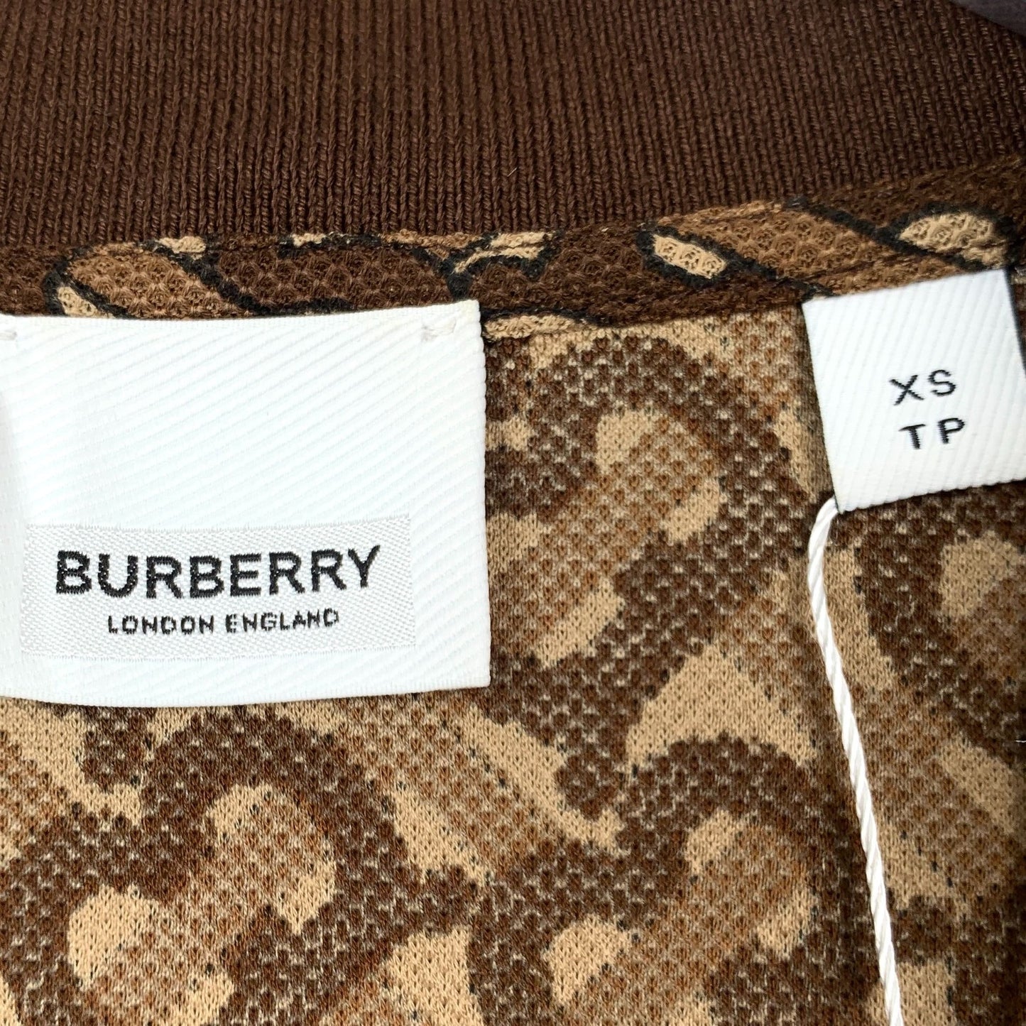 Burberry Brown Logo Print Striped Cotton Polo Shirt (Size XS)