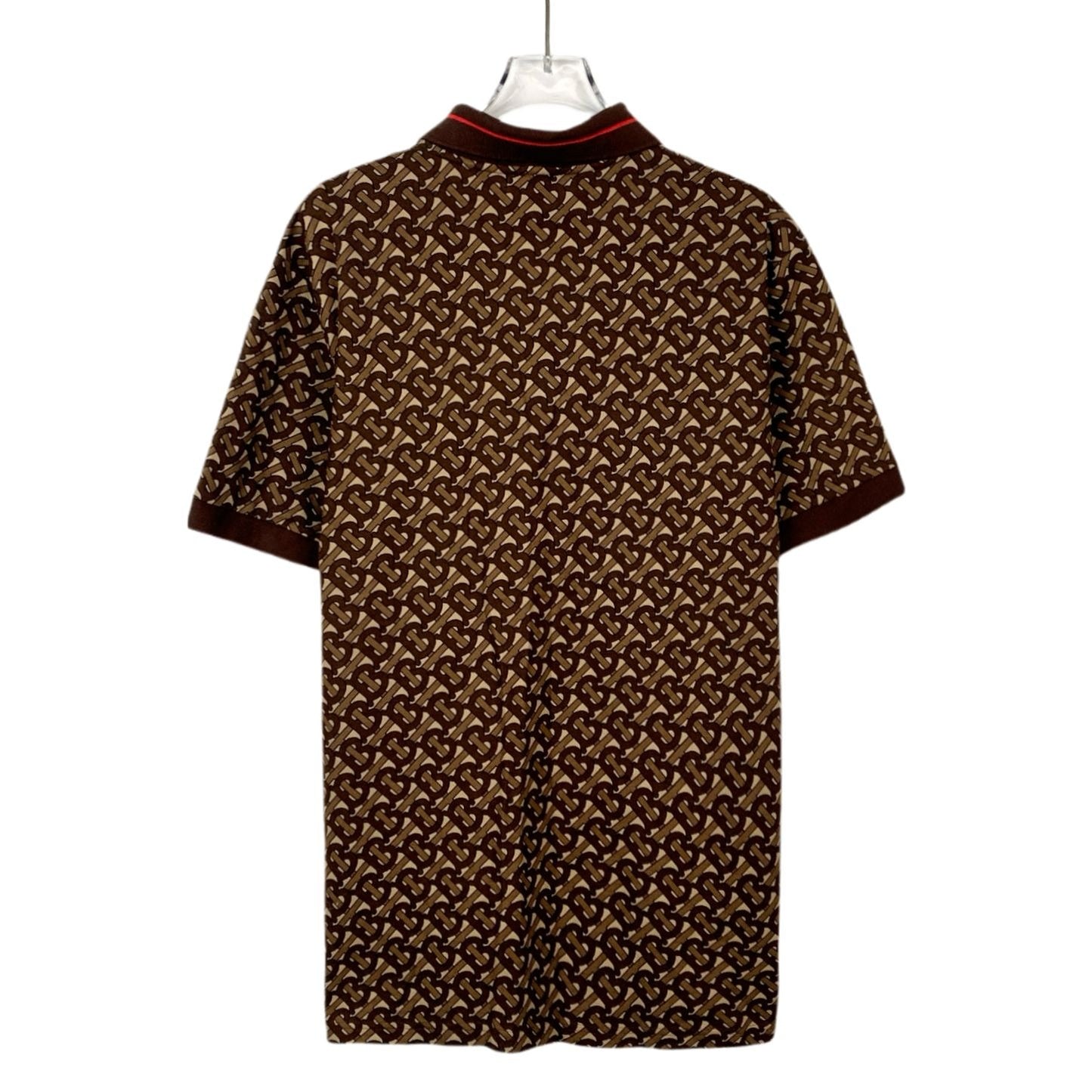 Burberry Brown Logo Print Striped Cotton Polo Shirt (Size XS)