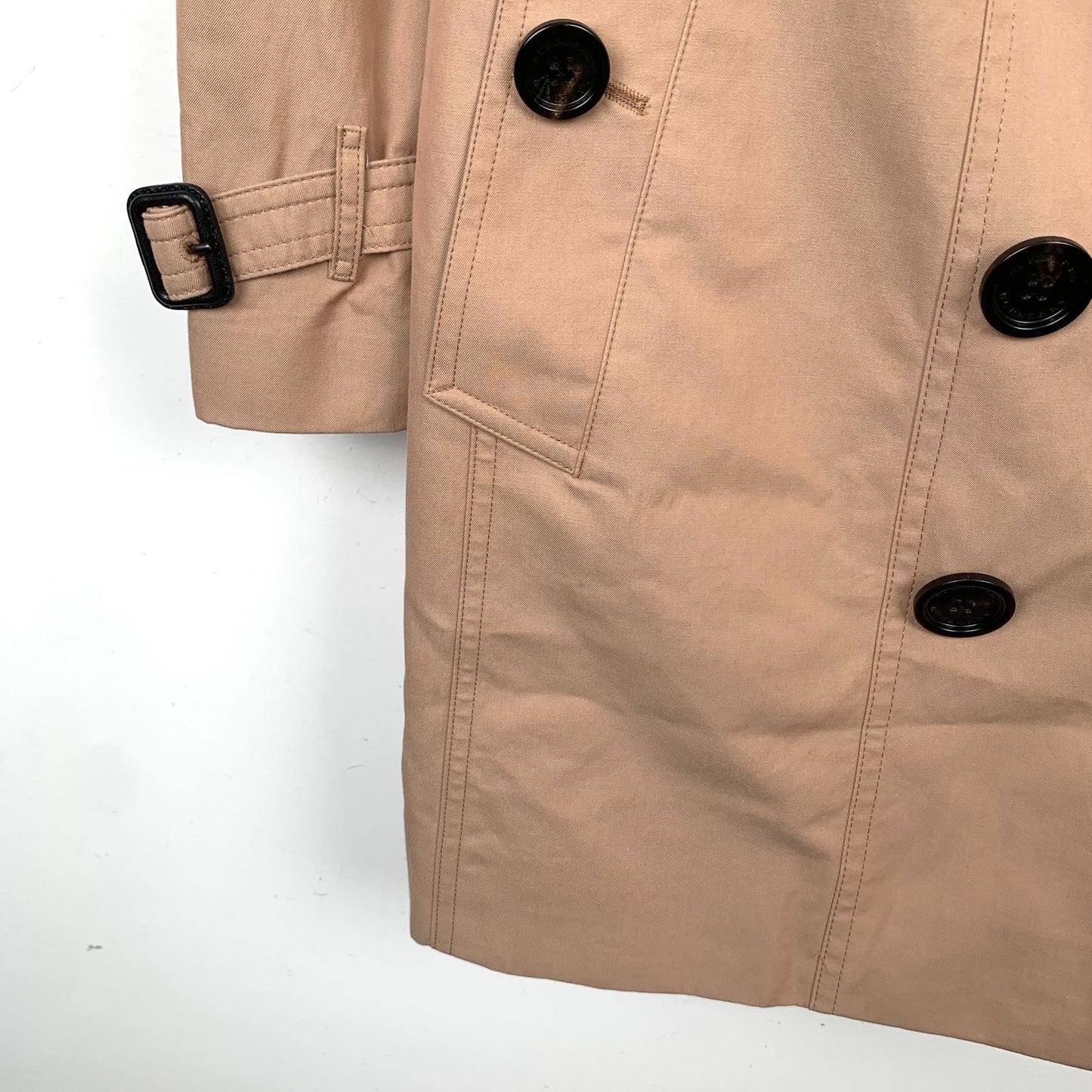 Burberry Brown Cotton Double-Breasted Trench Coat with Belt (Size 42)