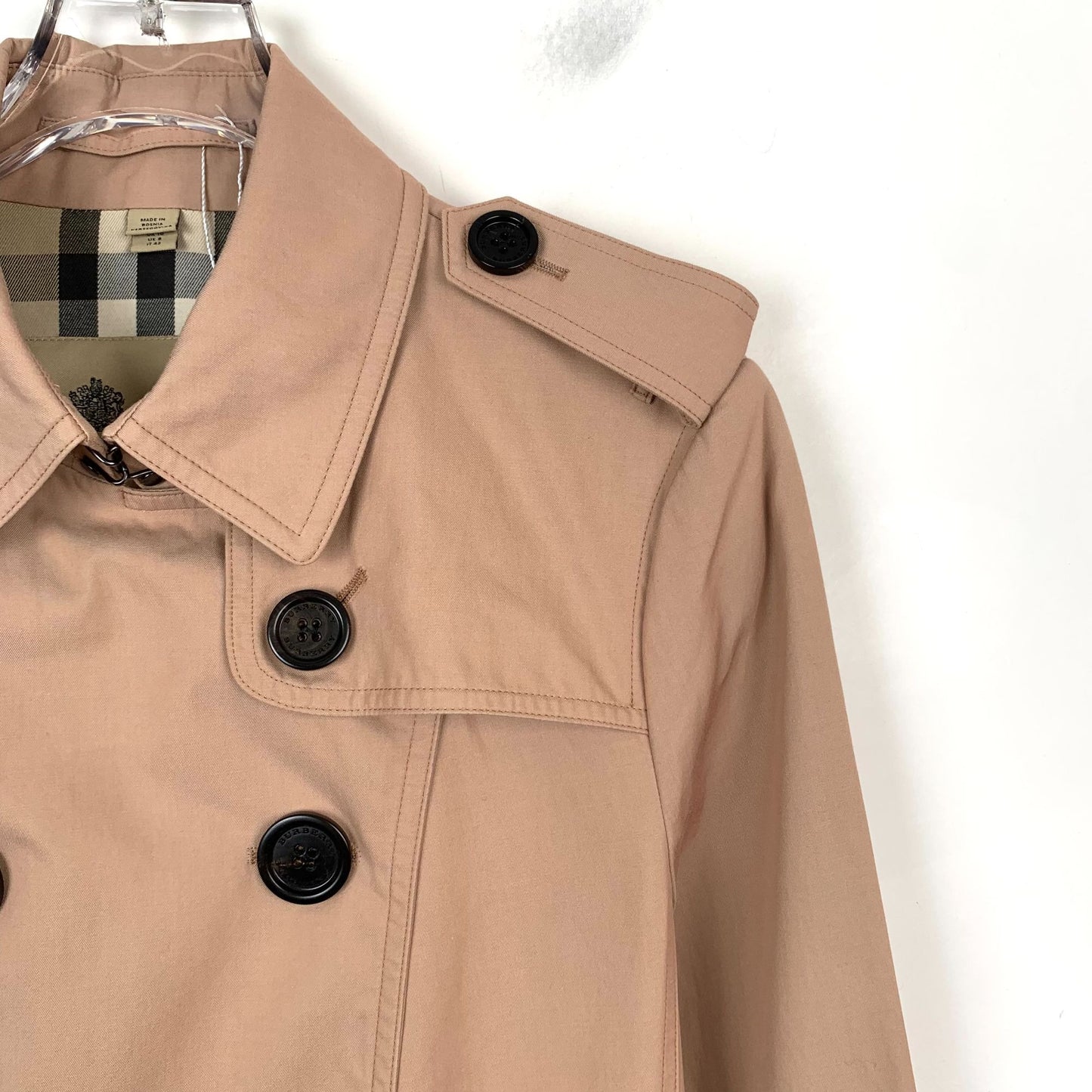 Burberry Brown Cotton Double-Breasted Trench Coat with Belt (Size 42)