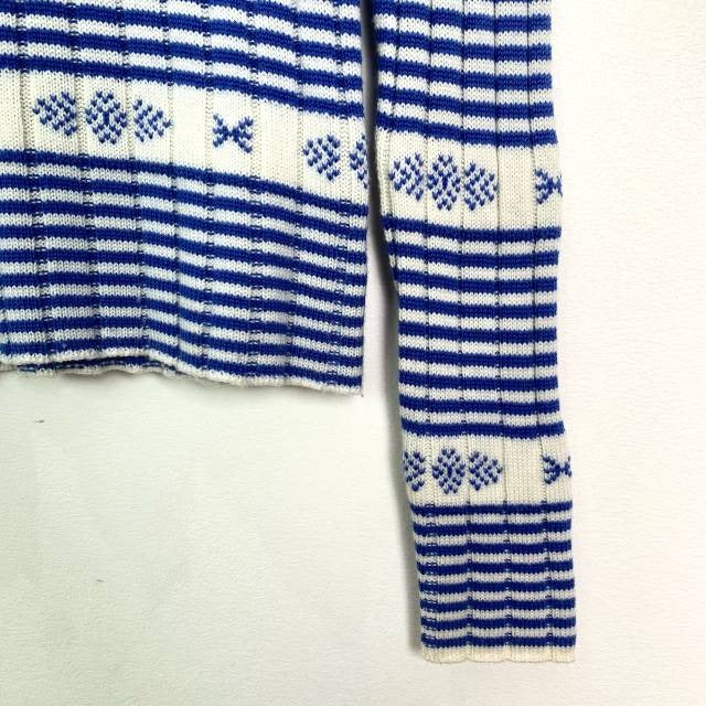 Miu Miu Blue & White Striped Knit Sweater Size 40 Crew Neck Italian-Made