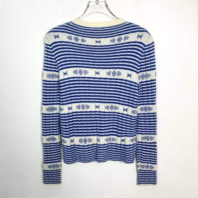 Miu Miu Blue & White Striped Knit Sweater Size 40 Crew Neck Italian-Made