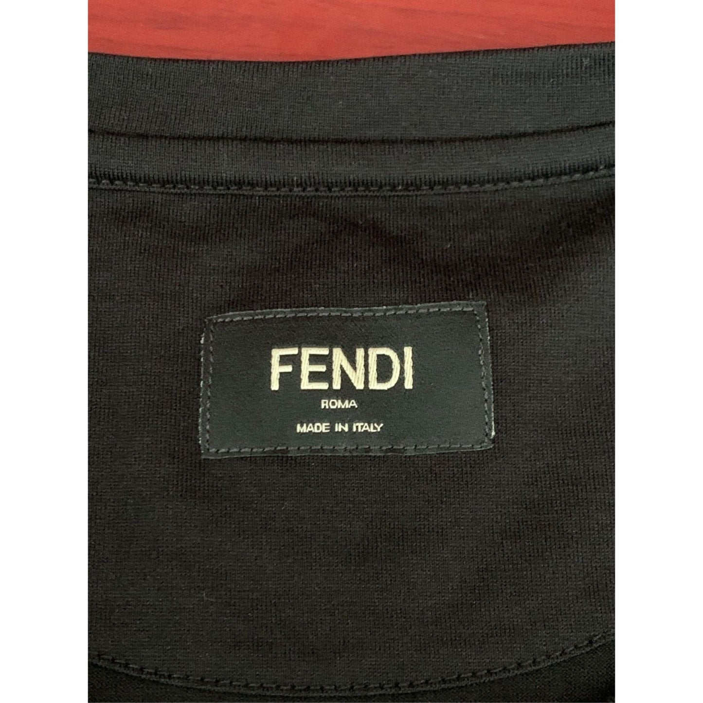 Fendi Roma Little Monster Slant Eye Short Sleeve T-Shirt Black XS 100% Cotton Made In Italy