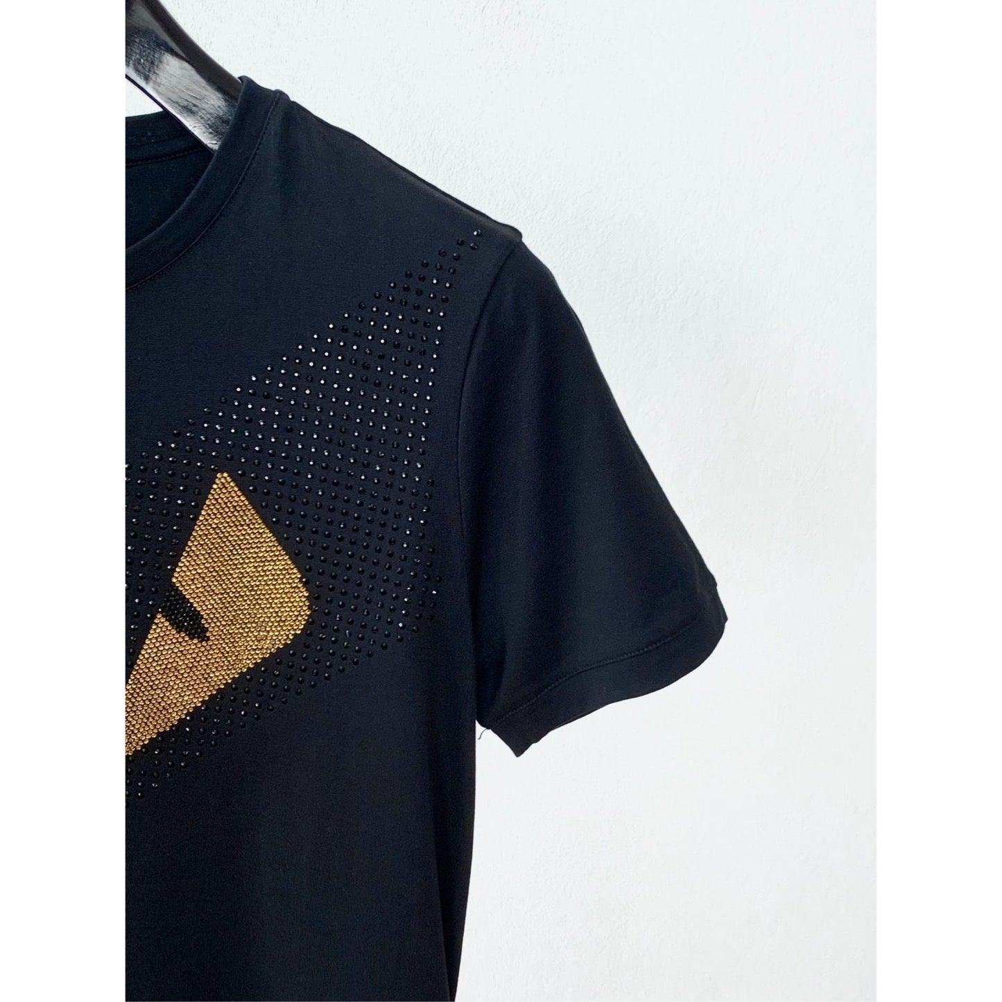 Fendi Roma Little Monster Slant Eye Short Sleeve T-Shirt Black XS 100% Cotton Made In Italy