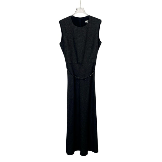 MaxMara Made In Italy Wool Blend Sleeveless Black Midi Dress With Belt & Back Zipper Size 8 42