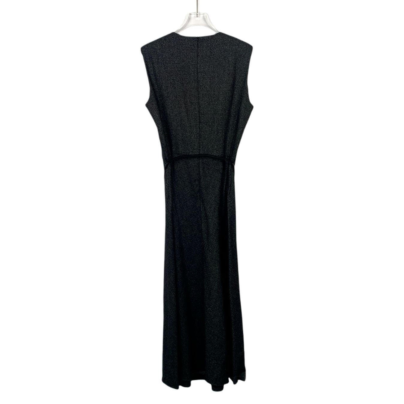 MaxMara Made In Italy Wool Blend Sleeveless Black Midi Dress With Belt & Back Zipper Size 8 42