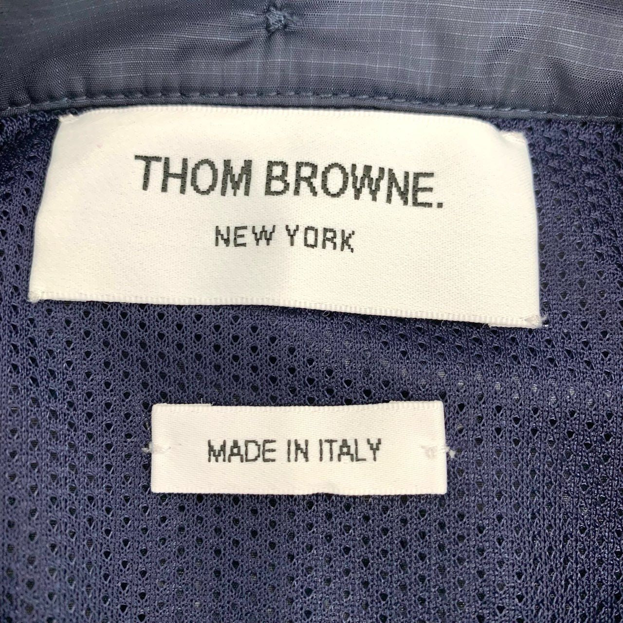 Thom Browne Navy Blue Long Sleeve Shirt Size 1 Made In Italy 100% Polyester With Pocket Design