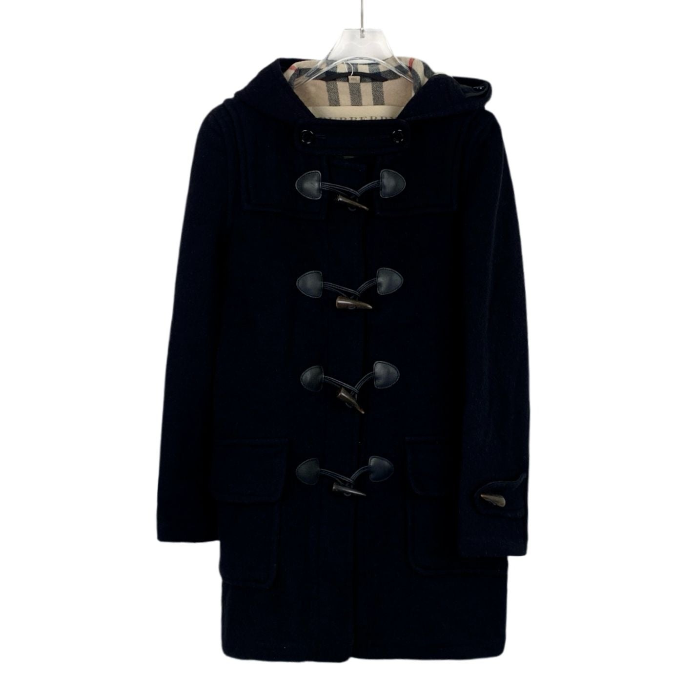 Burberry Black Wool Hooded Toggle Coat (Size XS)