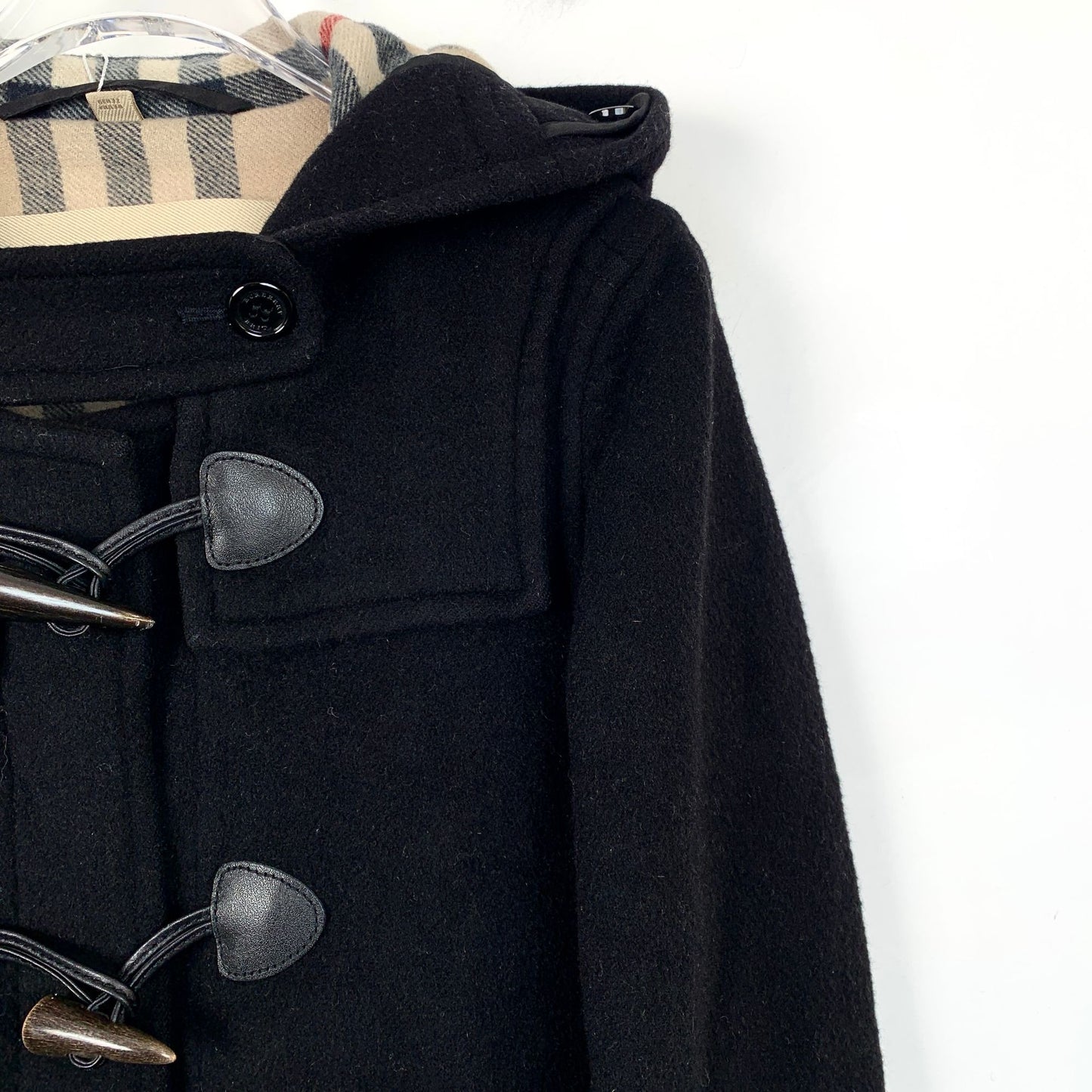 Burberry Black Wool Hooded Toggle Coat (Size XS)