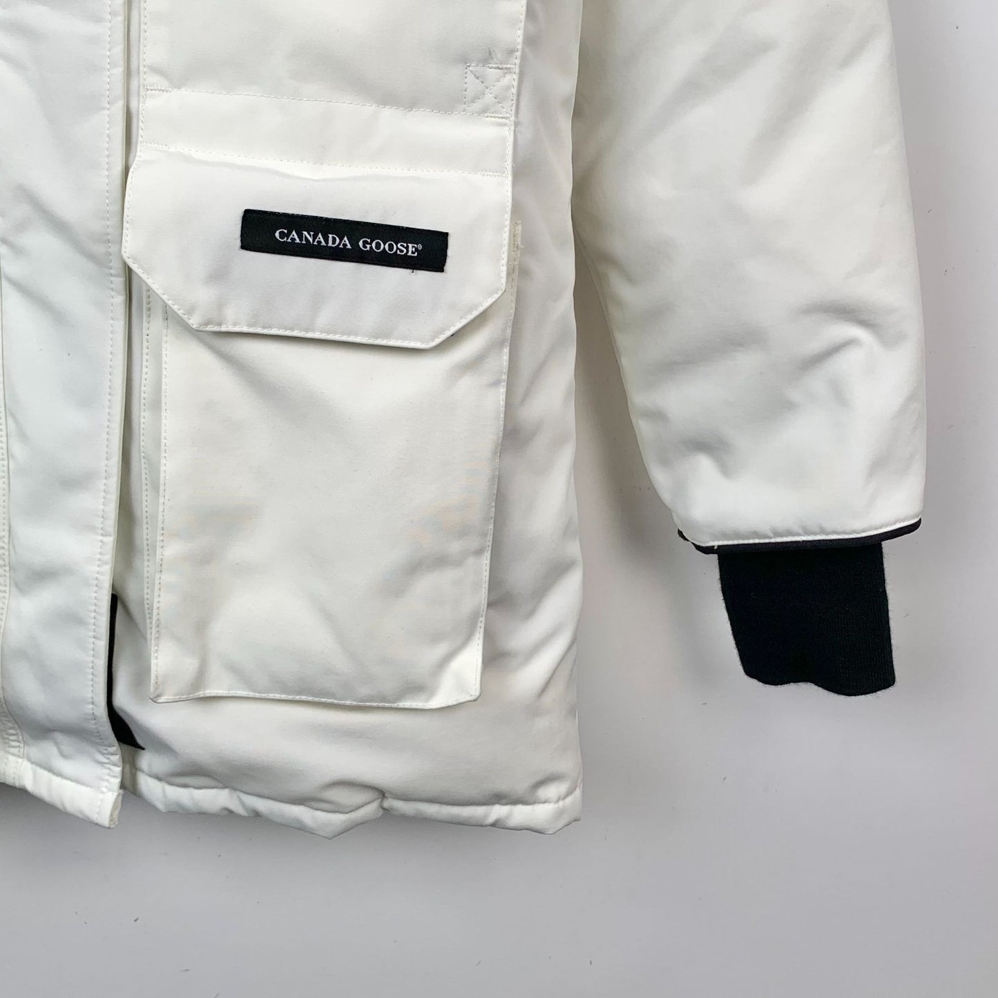 Canada Goose Expedition White Logo-Embellished Hooded Down Jacket (Size S)