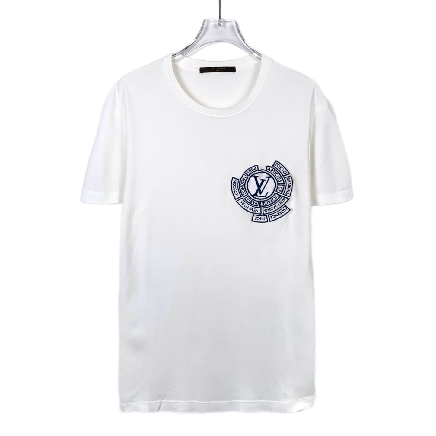 Louis Vuitton White Logo Print Cotton Crew Neck T-Shirt (Size S)