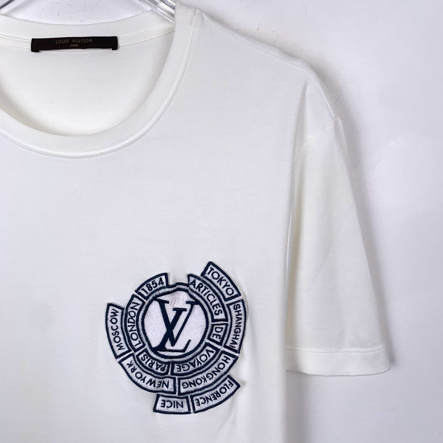 Louis Vuitton White Logo Print Cotton Crew Neck T-Shirt (Size S)